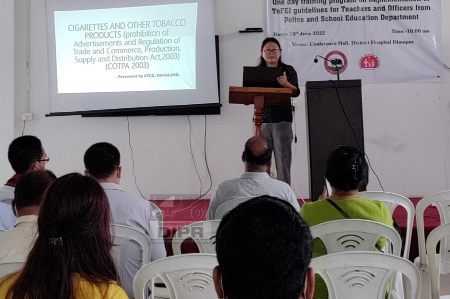 District Tobacco Control Cell, Dimapur organized training on the implementation of Tobacco Free Educational Institutions guidelines at the Conference Hall, District Hospital, Dimapur on June 10.